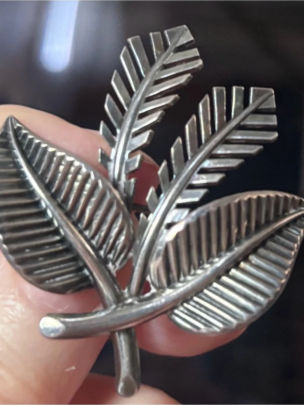 Vintage Rodi Wienenberger Sterling Silver Leaf Cluster Brooch, c. 1930-1940